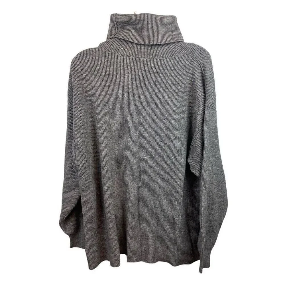 Free People Gray Oversized Gray Sweater Turtleneck‎ Size S